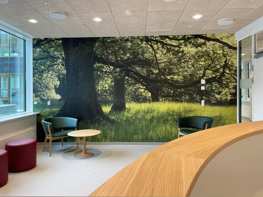 Ny akutmodtagelse på Bispebjerg Hospital rummer et helt nyt indemiljø med Wavecares naturbilleder som wallpaper.